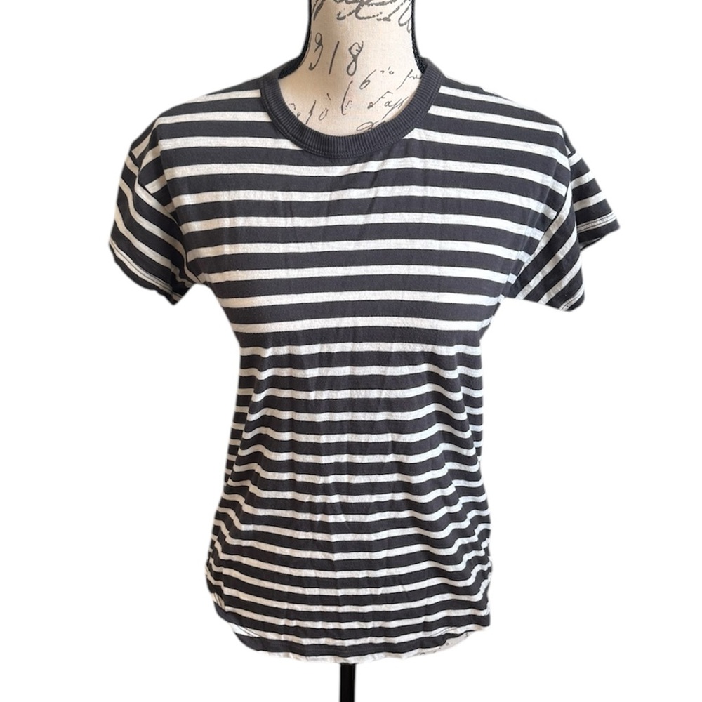 Madewell Whisper Cotton Rib-Crewneck Tee in Hader Stripe